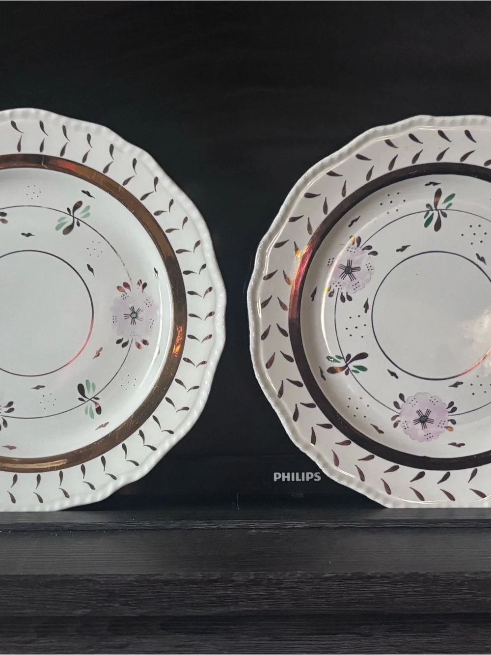 Vintage Floral Ceramic Dinner Plates - White with Pink & Green Accents